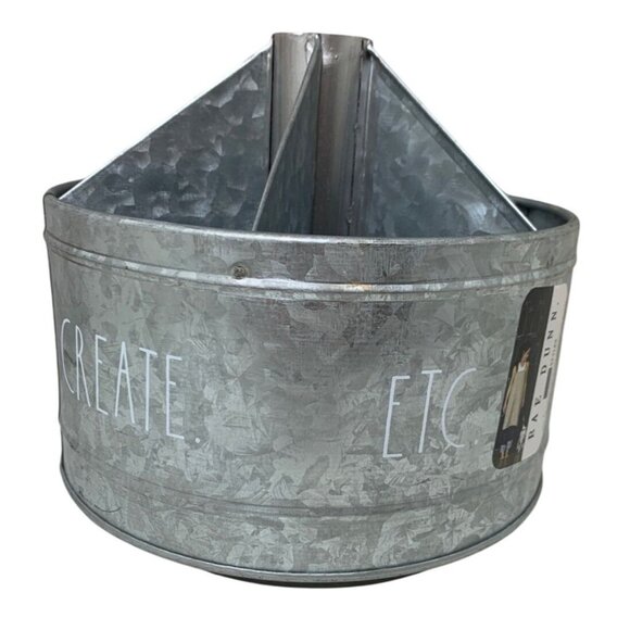RAE DUNN Galvanized Metal Rotating Organizer With 6 Compartments For Home/Office - Picture 2 of 6